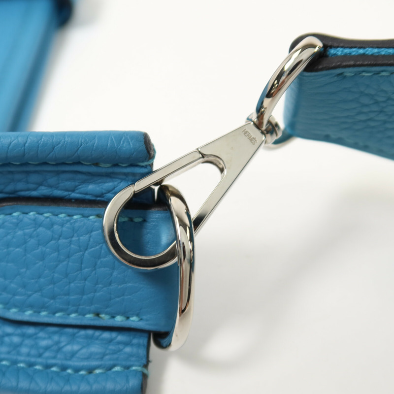 HERMES Clemence皮革Evelyne PM肩背袋Bleu Izmir-10