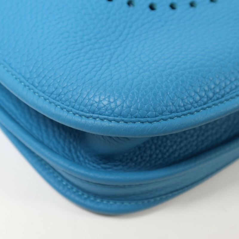 HERMES Clemence皮革Evelyne PM肩背袋Bleu Izmir-11