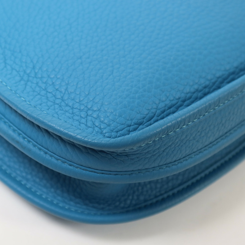 HERMES Clemence皮革Evelyne PM肩背袋Bleu Izmir-13