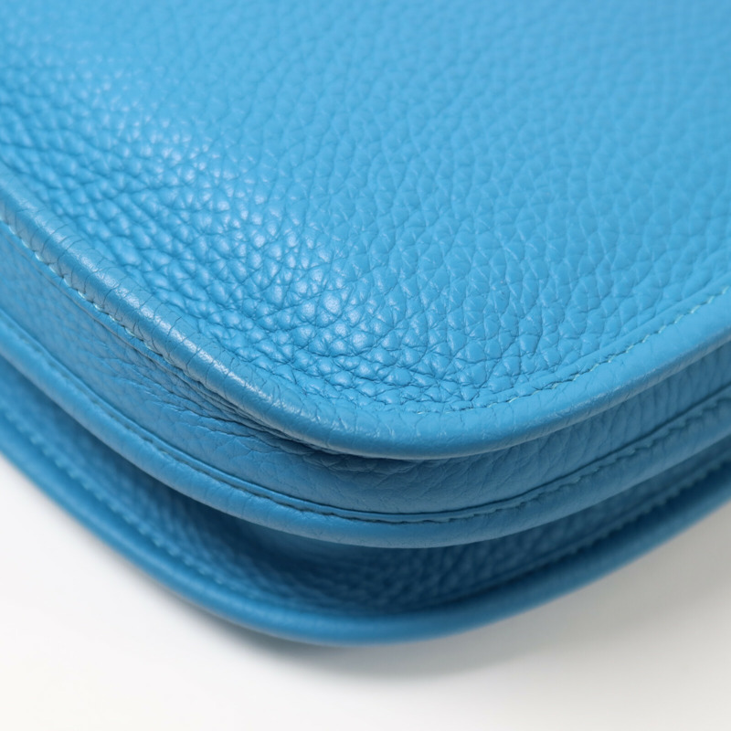 HERMES Clemence皮革Evelyne PM肩背袋Bleu Izmir-14