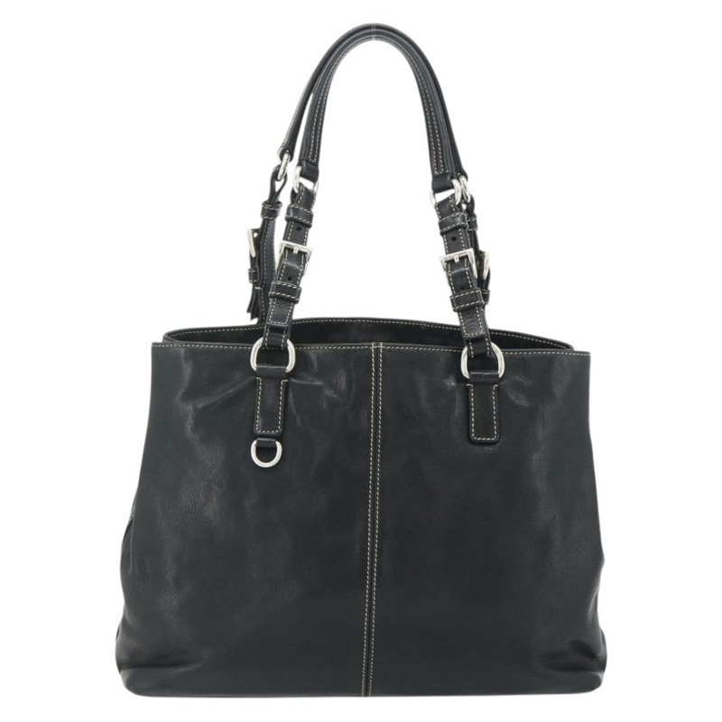 【日本直送】PRADA 皮革手提包 黑色 銀色 正品 179472A-1