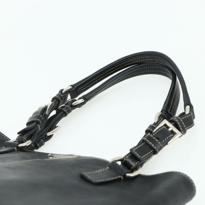 【日本直送】PRADA 皮革手提包 黑色 銀色 正品 179472A-7