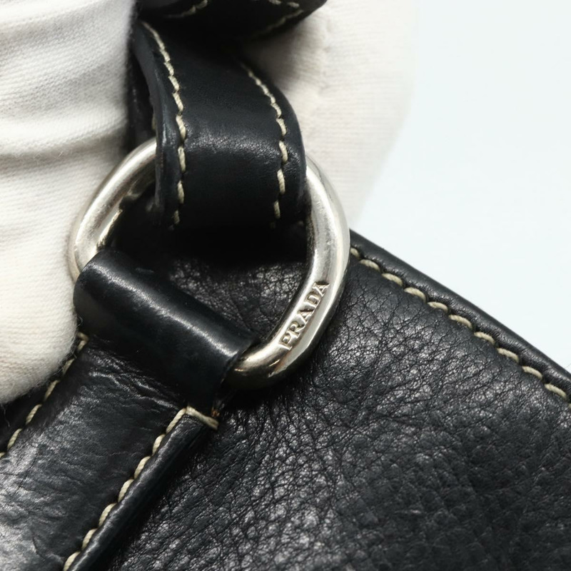 【日本直送】PRADA 皮革手提包 黑色 銀色 正品 179472A-9