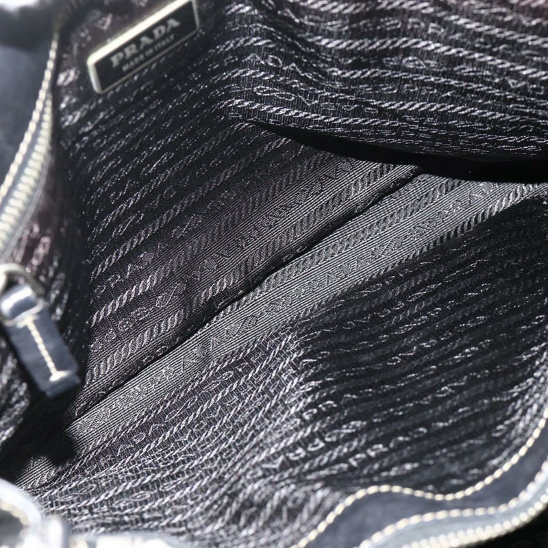 【日本直送】PRADA 皮革手提包 黑色 銀色 正品 179472A-10