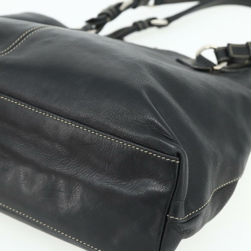 【日本直送】PRADA 皮革手提包 黑色 銀色 正品 179472A-13