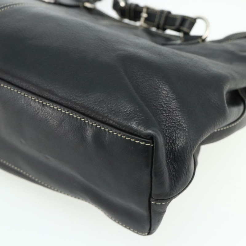 【日本直送】PRADA 皮革手提包 黑色 銀色 正品 179472A-15