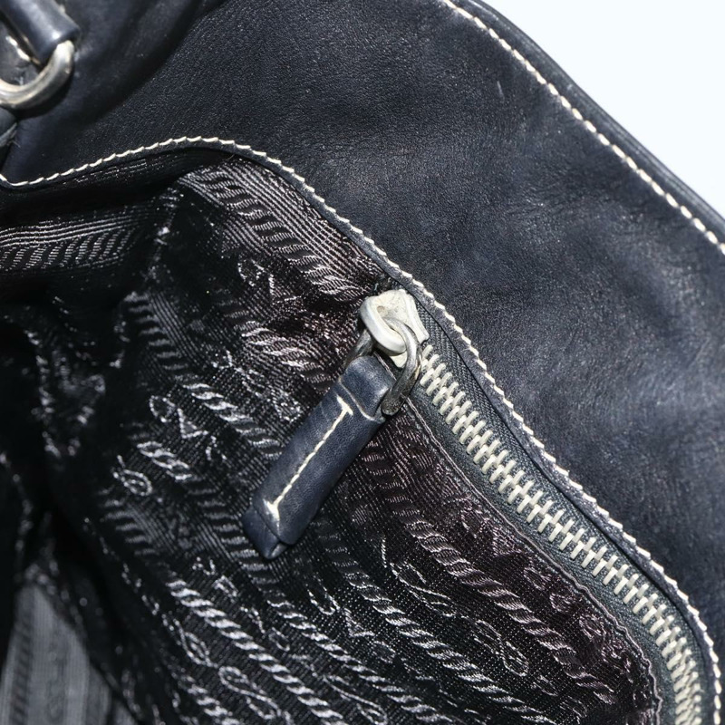 【日本直送】PRADA 皮革手提包 黑色 銀色 正品 179472A-20