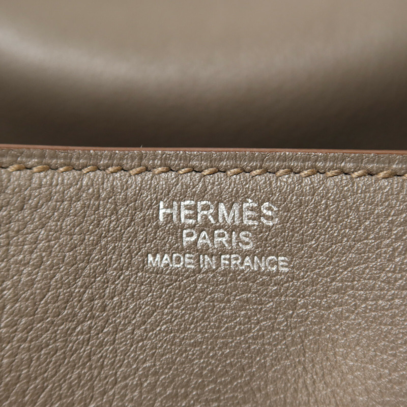 HERMES Evercolor皮革Lindy 34手挽肩背兩用袋Etain-5