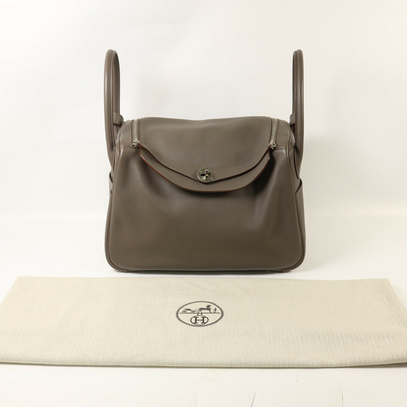 HERMES Evercolor皮革Lindy 34手挽肩背兩用袋Etain-8