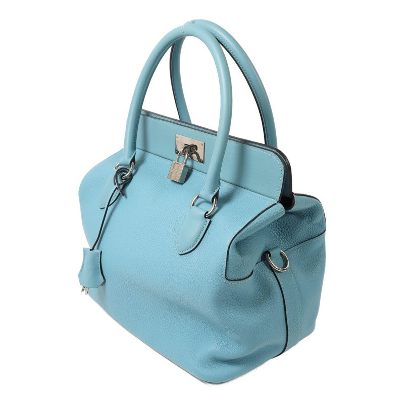 HERMES Clemence皮革Toolbox 26手挽肩背兩用袋Bleu Saint Cyr-2