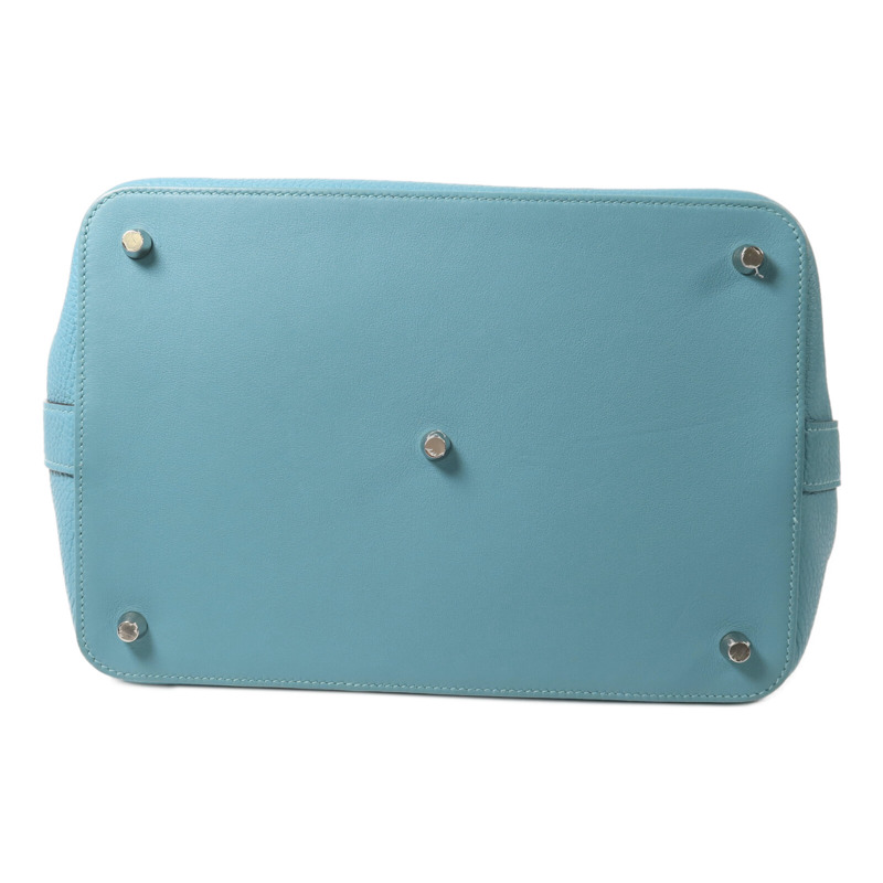 HERMES Clemence皮革Toolbox 26手挽肩背兩用袋Bleu Saint Cyr-3