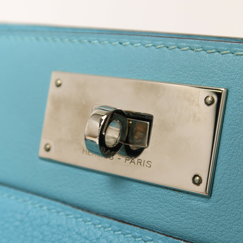 HERMES Clemence皮革Toolbox 26手挽肩背兩用袋Bleu Saint Cyr-9