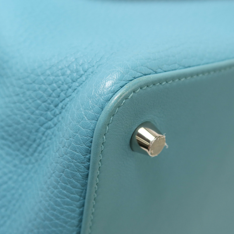 HERMES Clemence皮革Toolbox 26手挽肩背兩用袋Bleu Saint Cyr-10