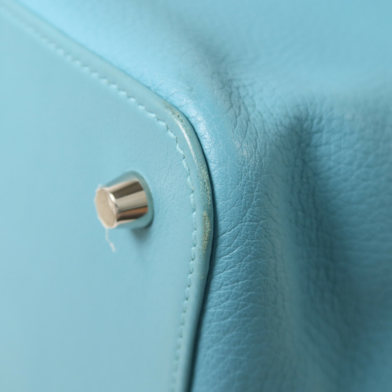HERMES Clemence皮革Toolbox 26手挽肩背兩用袋Bleu Saint Cyr-11