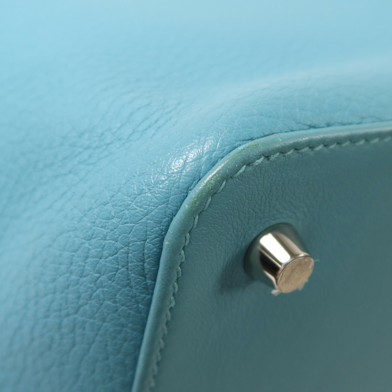 HERMES Clemence皮革Toolbox 26手挽肩背兩用袋Bleu Saint Cyr-12