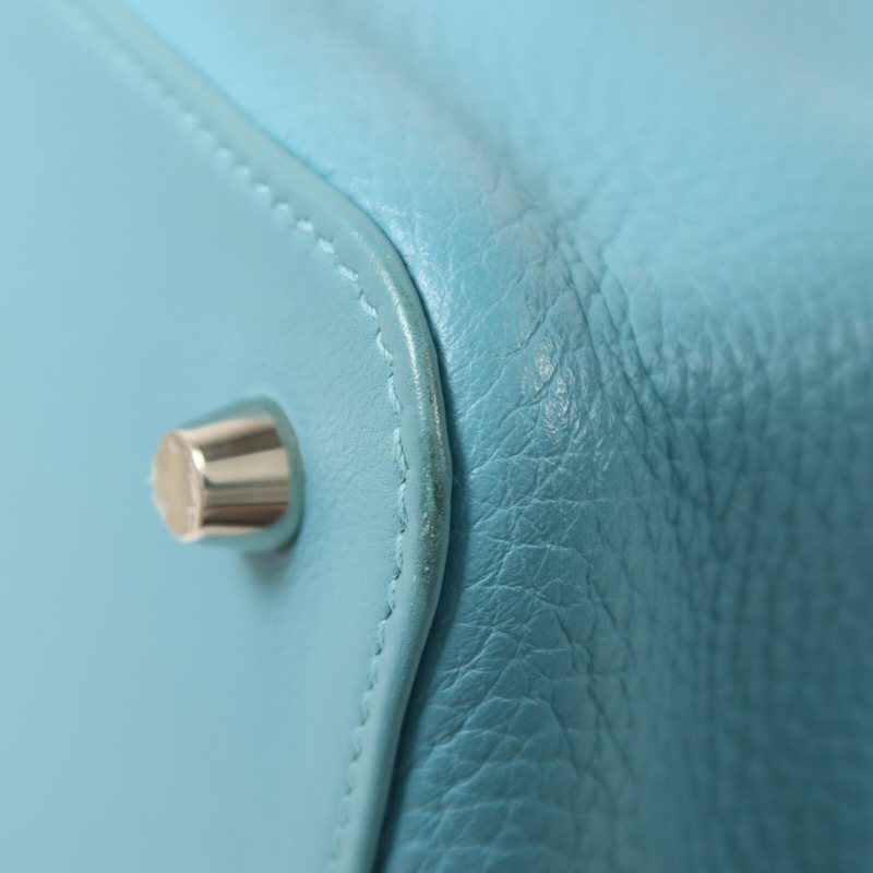 HERMES Clemence皮革Toolbox 26手挽肩背兩用袋Bleu Saint Cyr-13