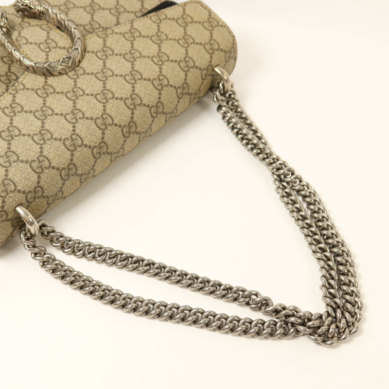 GUCCI 塗層帆布/麂皮皮革Dionysus鏈帶肩背袋-8