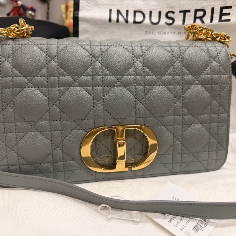DIOR CARO 牛皮 藍灰色 M41G caro 中號 medium 25公分-3