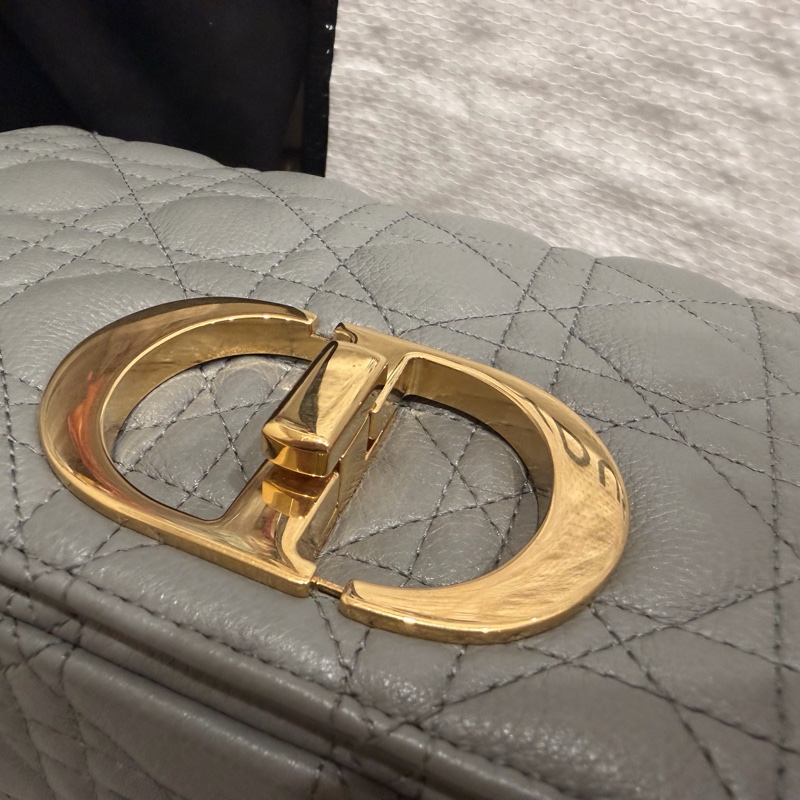 DIOR CARO 牛皮 藍灰色 M41G caro 中號 medium 25公分-4