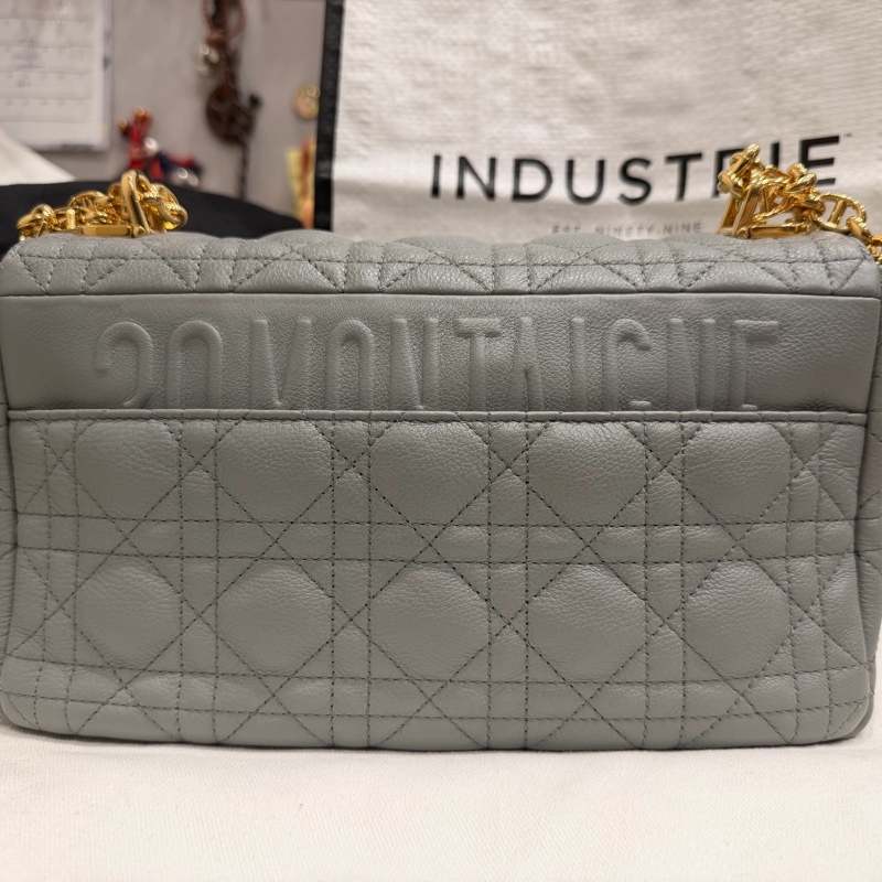 DIOR CARO 牛皮 藍灰色 M41G caro 中號 medium 25公分-5