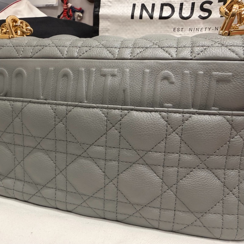 DIOR CARO 牛皮 藍灰色 M41G caro 中號 medium 25公分-6