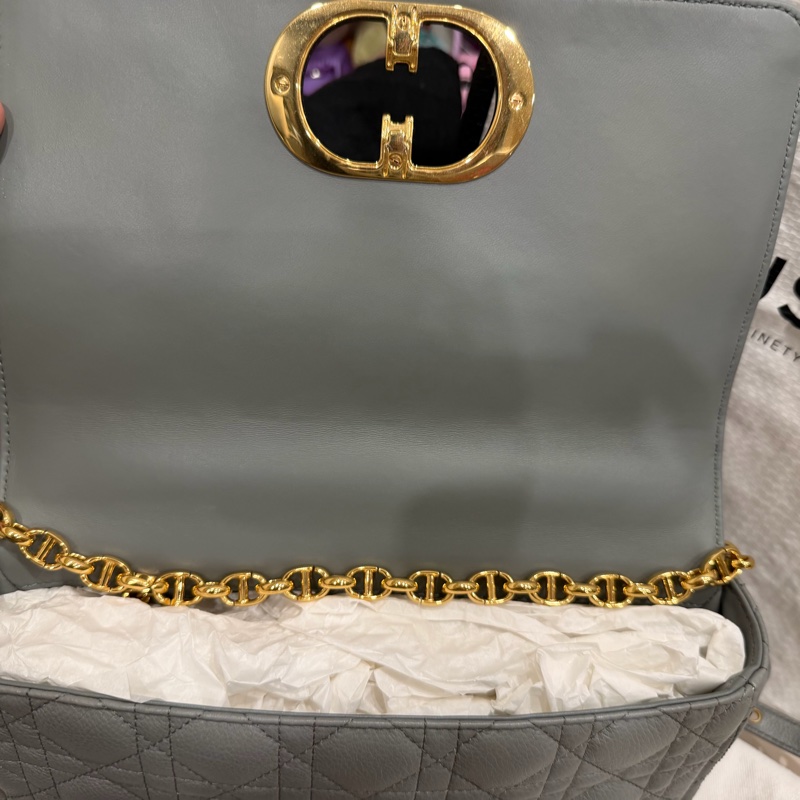 DIOR CARO 牛皮 藍灰色 M41G caro 中號 medium 25公分-8