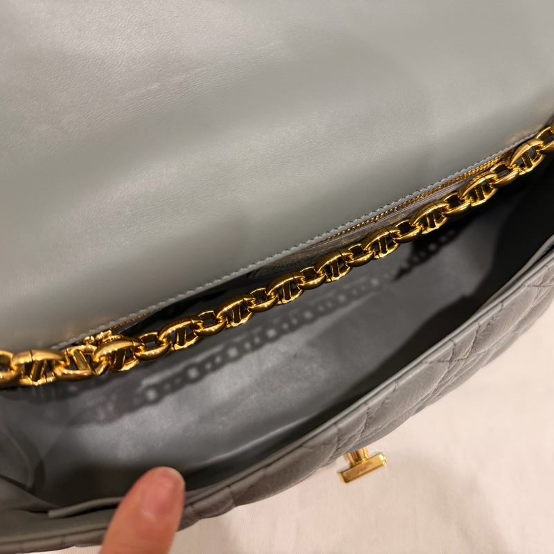 DIOR CARO 牛皮 藍灰色 M41G caro 中號 medium 25公分-12
