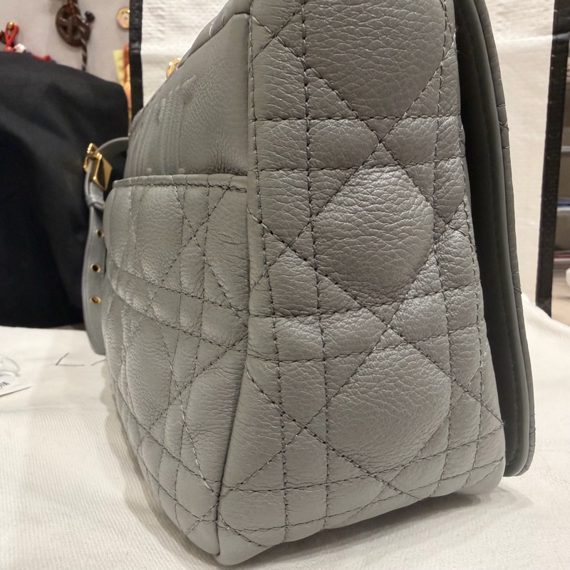 DIOR CARO 牛皮 藍灰色 M41G caro 中號 medium 25公分-16