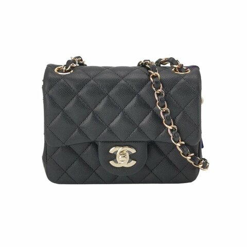 Chanel Classic Flap 經典款方胖子牛皮菱格絎縫雙C扣皮穿鏈斜背包單肩包
