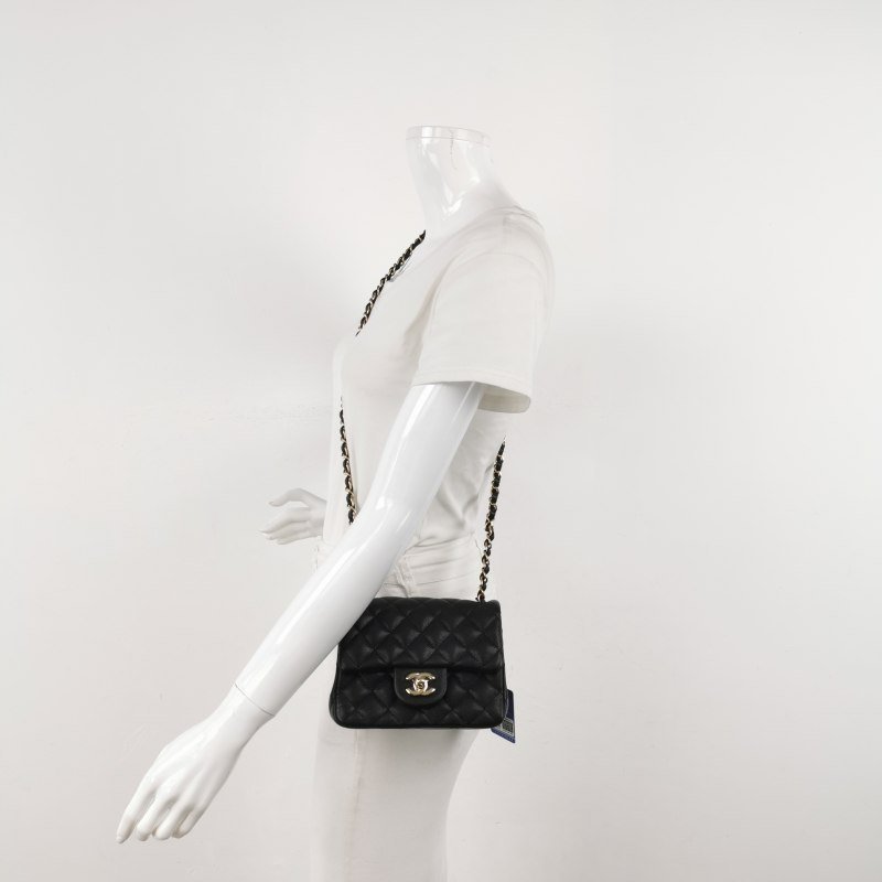 Chanel Classic Flap 經典款方胖子牛皮菱格絎縫雙C扣皮穿鏈斜背包單肩包-1