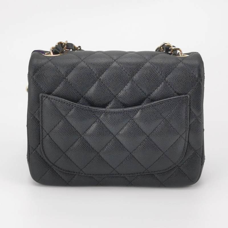 Chanel Classic Flap 經典款方胖子牛皮菱格絎縫雙C扣皮穿鏈斜背包單肩包-4