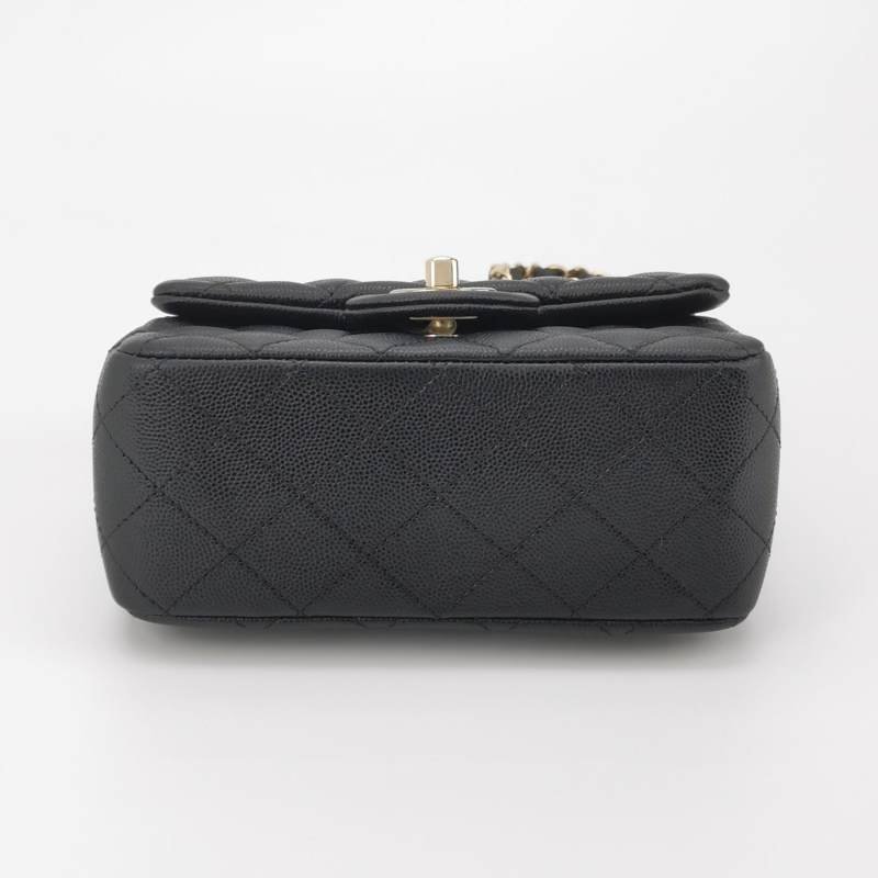 Chanel Classic Flap 經典款方胖子牛皮菱格絎縫雙C扣皮穿鏈斜背包單肩包-5