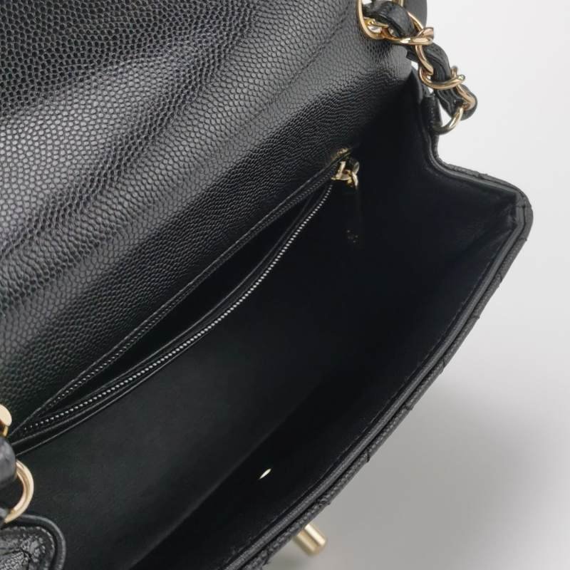 Chanel Classic Flap 經典款方胖子牛皮菱格絎縫雙C扣皮穿鏈斜背包單肩包-6
