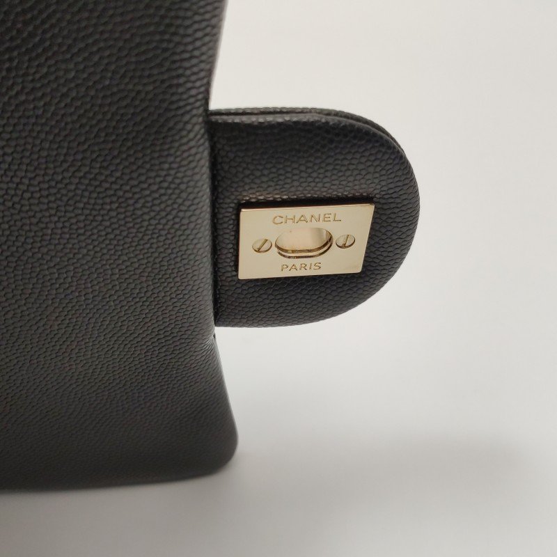 Chanel Classic Flap 經典款方胖子牛皮菱格絎縫雙C扣皮穿鏈斜背包單肩包-12