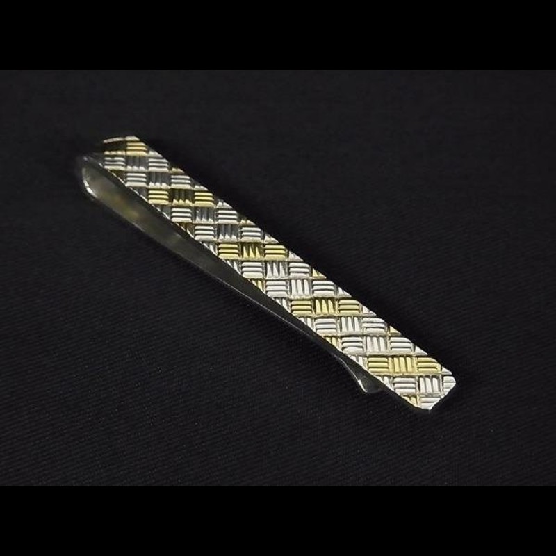 品味雋永 Tiffany & Co. 18K金 925銀 雙色編織古典紳士領帶夾-1