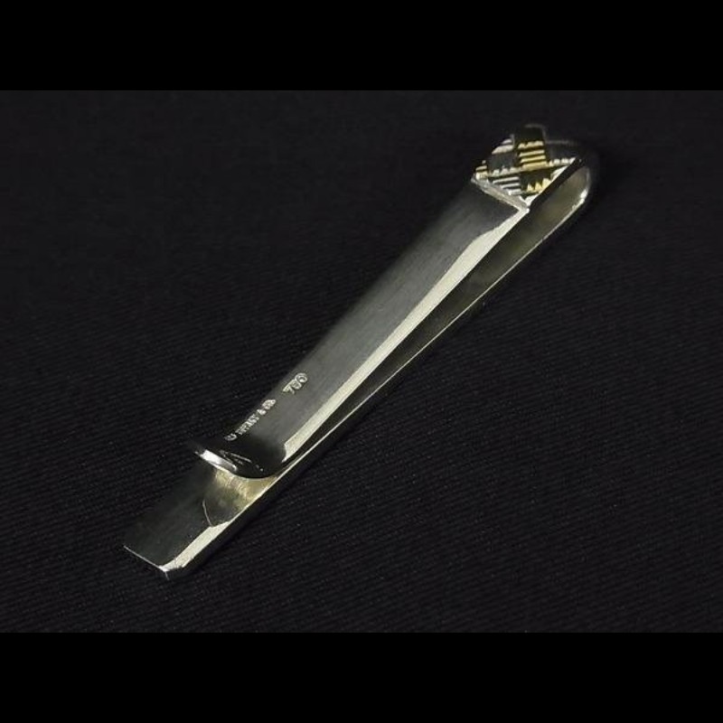 品味雋永 Tiffany & Co. 18K金 925銀 雙色編織古典紳士領帶夾-2