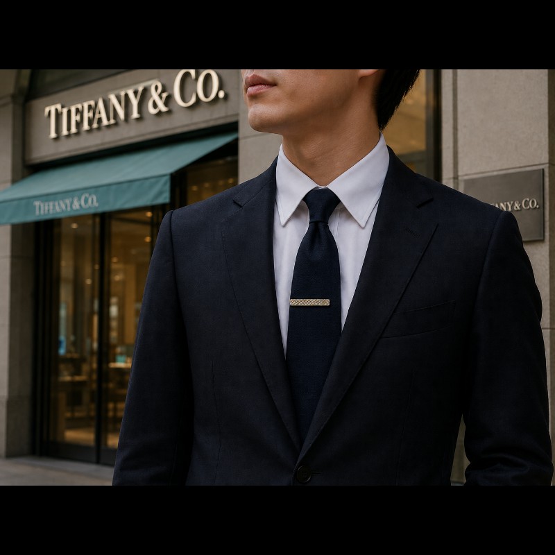 品味雋永 Tiffany & Co. 18K金 925銀 雙色編織古典紳士領帶夾-4