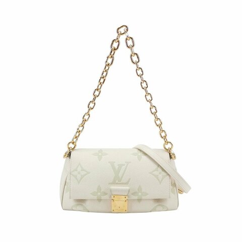 Louis Vuitton (LV) Favorite牛皮拼色老花Logo標誌牌斜背包包肩包晶片款