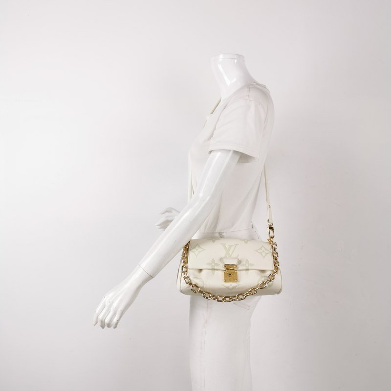 Louis Vuitton (LV) Favorite牛皮拼色老花Logo標誌牌斜背包包肩包晶片款-1