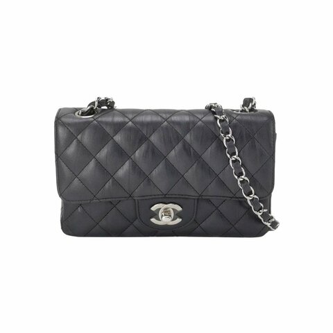 Chanel Classic Flap 經典款大mini牛皮菱格絎縫雙C扣皮穿鏈斜背包單肩包