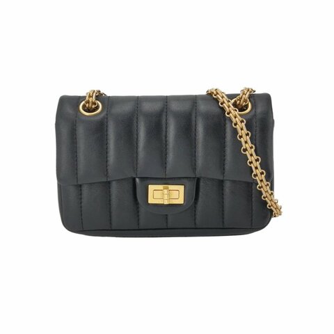 Chanel 2.55 Flag Bag 季節限定款迷你牛皮純色絎縫長方形旋扣單肩包