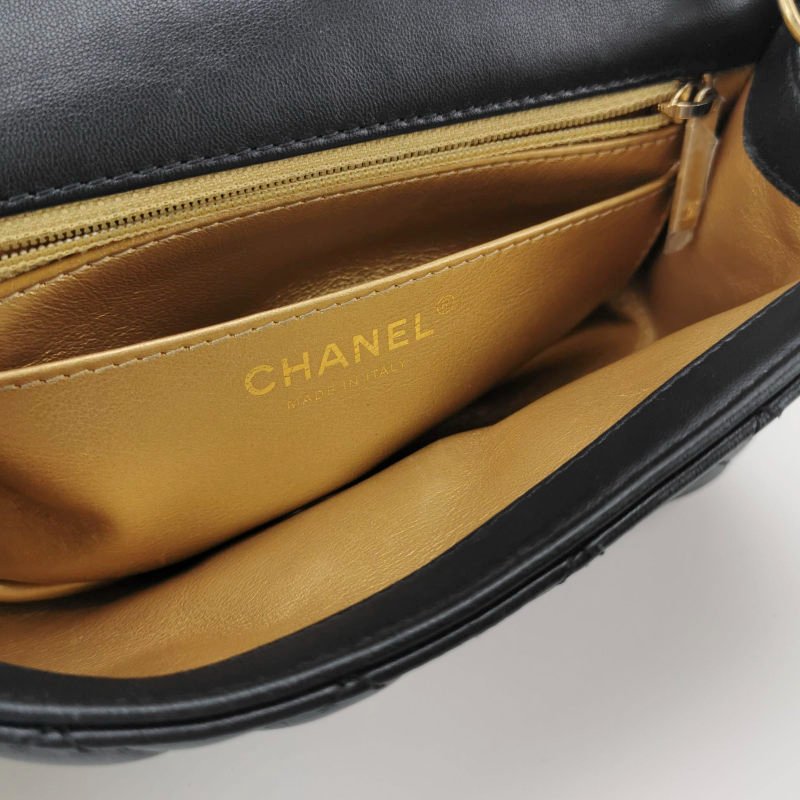Chanel Classic Flap 季節限定款大mini羊皮金球菱格絎縫雙C扣皮穿鏈斜挎包單肩包-7