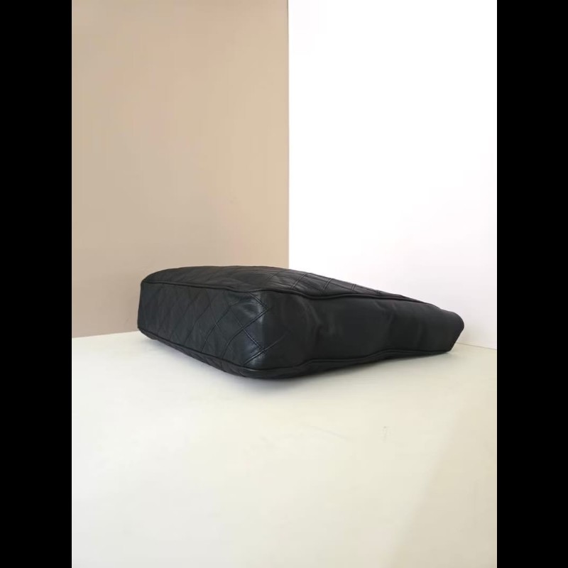 絕版中古包 Chanel黑金色鏈條托特包 側背包 單肩包 古董二手包-7