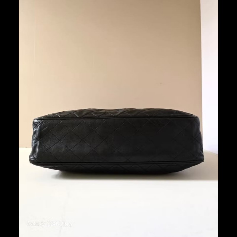 【LA LUNE】絕版古董包 Chanel黑色菱格鏈條托特包 側背包 單肩包 中古二手包-1