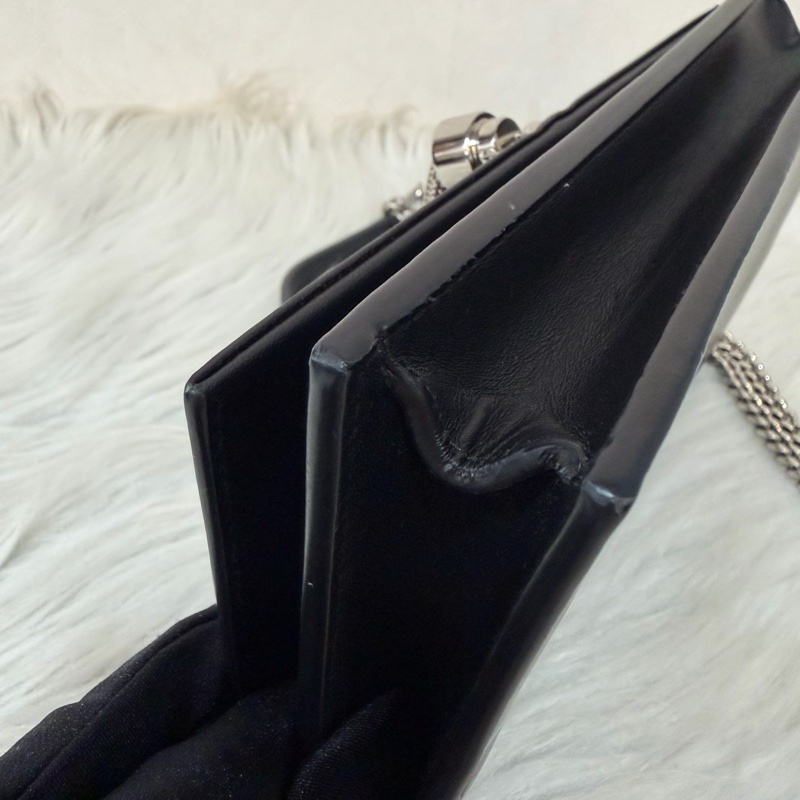YSL 452159 KATE WOC 黑色 牛皮 銀鍊 肩背包 斜背包 鍊子 長夾 發財包 錢包-7