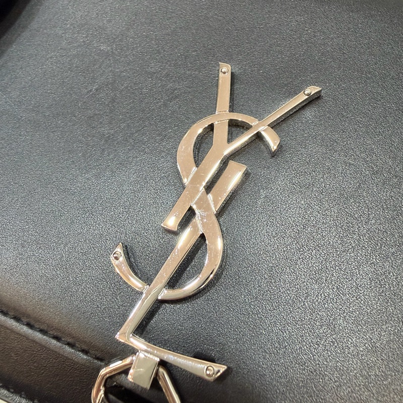 YSL 452159 KATE WOC 黑色 牛皮 銀鍊 肩背包 斜背包 鍊子 長夾 發財包 錢包-12