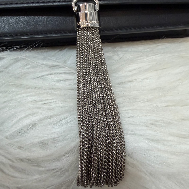 YSL 452159 KATE WOC 黑色 牛皮 銀鍊 肩背包 斜背包 鍊子 長夾 發財包 錢包-15