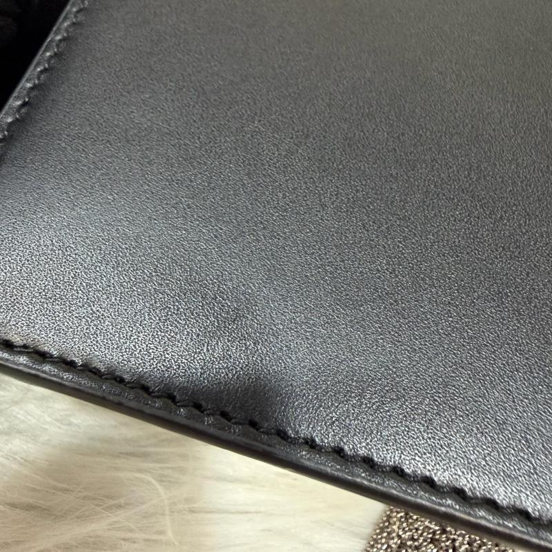YSL 452159 KATE WOC 黑色 牛皮 銀鍊 肩背包 斜背包 鍊子 長夾 發財包 錢包-20