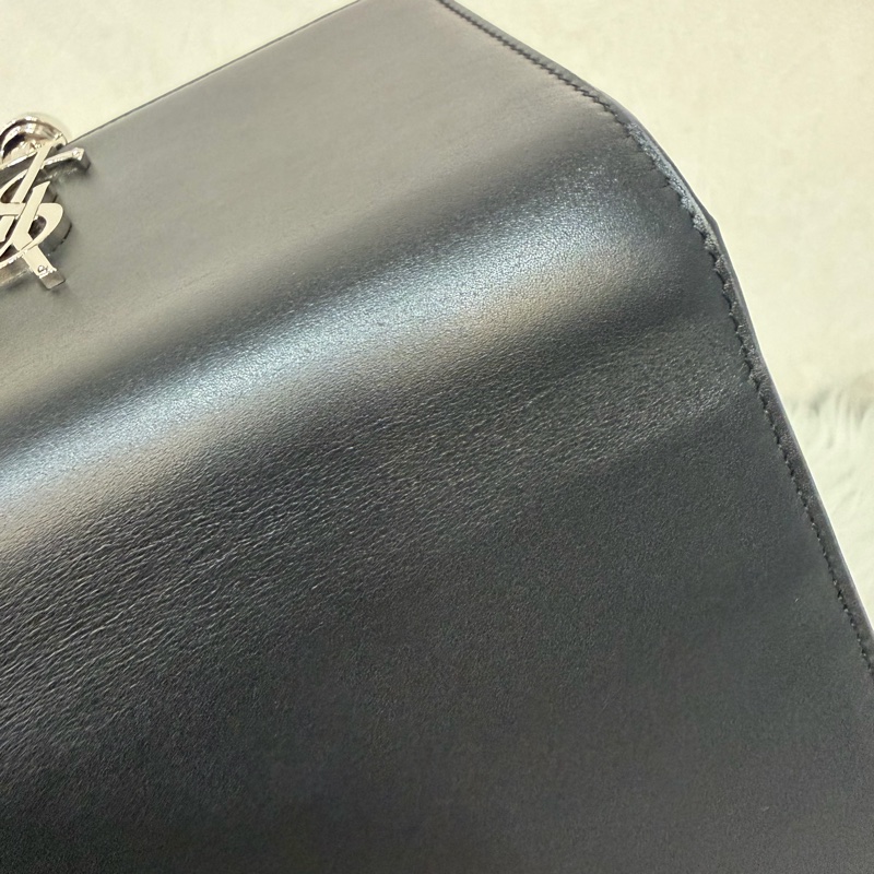 YSL 452159 KATE WOC 黑色 牛皮 銀鍊 肩背包 斜背包 鍊子 長夾 發財包 錢包-26