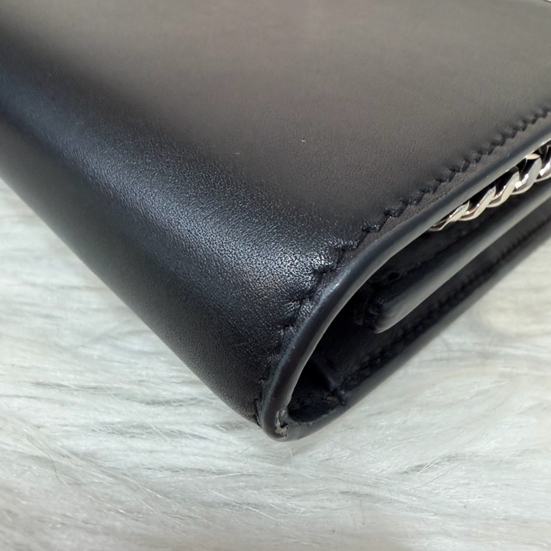 YSL 452159 KATE WOC 黑色 牛皮 銀鍊 肩背包 斜背包 鍊子 長夾 發財包 錢包-30